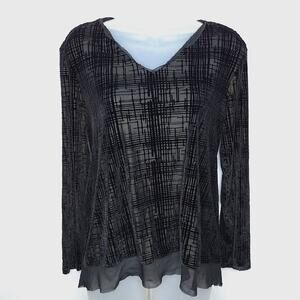 Simply Vera Wang Velvet Burnout Top PL Large Petite Whimsygoth Goth Witchy Sheer